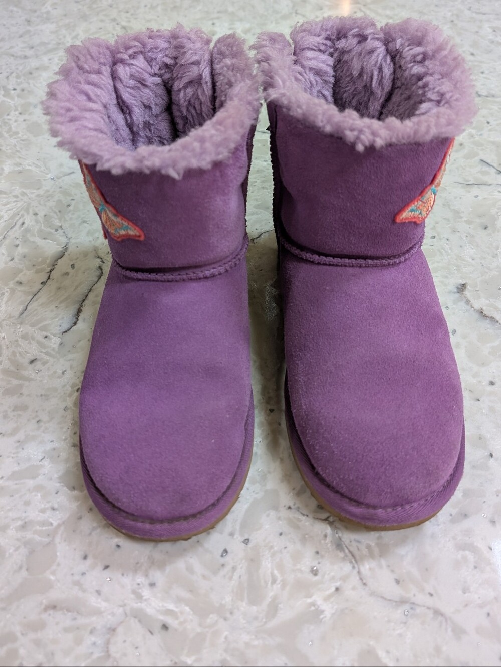 UGG Mini Bailey Bow II Boots Butterfly Purple Girls 4 - Picture 3 of 7